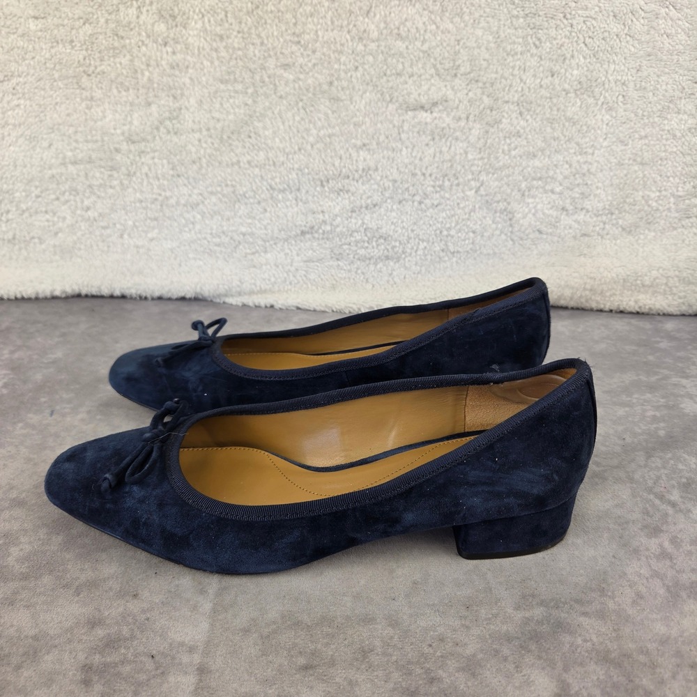 Talbots Navy Blue Suede Pointed Toe Block Heel Flats Shoes Womens 10M
